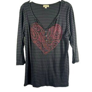 One World Live & Let Live Top Large Heart Pink Red Crystals‎ Bling Valentines